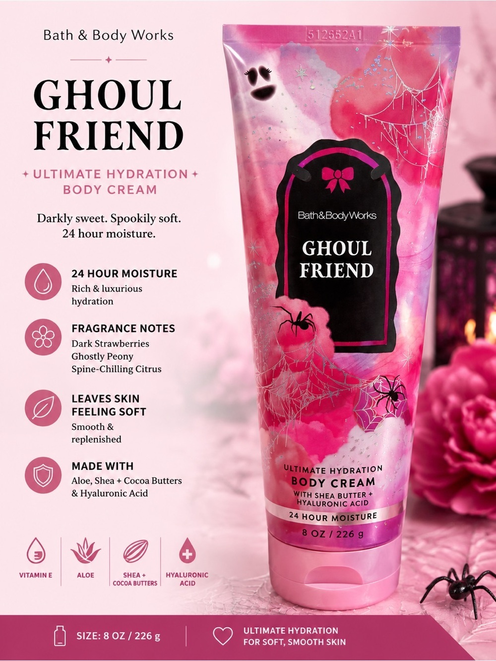 Bath & Body Works Ghoul Friend Pink and Black Body Cream